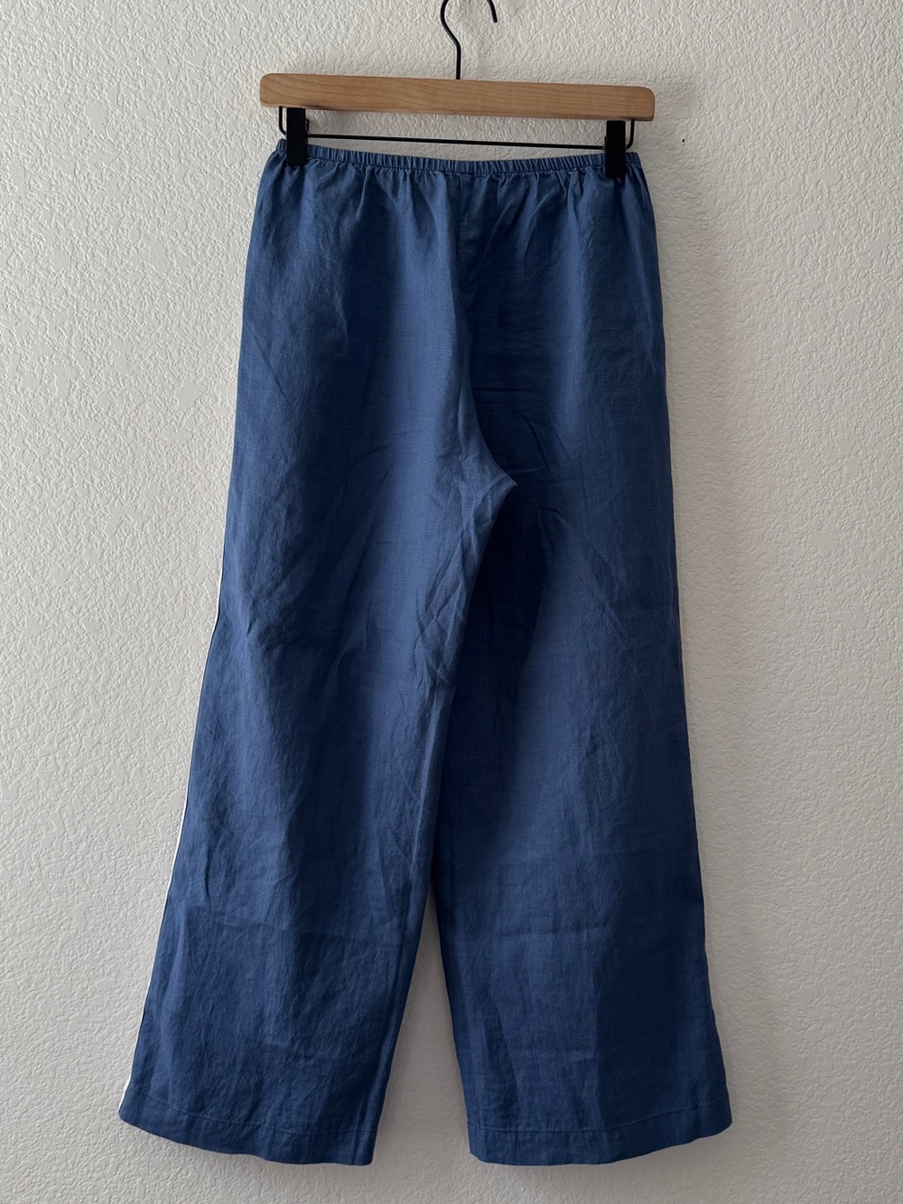 DONNI. Linen Stripe Crop Pants in Lapis NWT - Picture 4 of 5